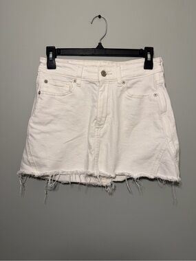 American Eagle Outfitters White Distressed Denim Mini Skirt